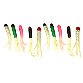 10pcs Lifelike Hoochie Squid Octopus Skirts Lures Soft Fishing Baits Saltwater Mixed Color 5cm