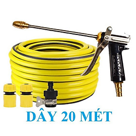 Mua Bộ dây vòi xịt nước rửa xe  tưới cây . tăng áp 3 lần  loại 20m 206701-2 đầu đồng cút nối đen + tặng mở chai