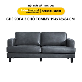 Ghế Sofa 3 Chỗ Phòng Khách TOMMY Màu Nâu/Xám Phong Cách Cổ Điển 194x78x84 cm | Index Living Mall | Nội Thất Nhập Khẩu Thái Lan