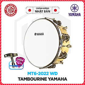 Mua Trống lắc tay/ Lục lạc gõ bo/ Tambourine - Yamaha MT6 WD - Mặt màu trắng đục  khung inox  thành gỗ - Hàng chính hãng