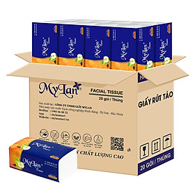 Khăn giấy rút cao cấp Mylan, rút quả táo, 400 tờ gói, 20 gói thùng