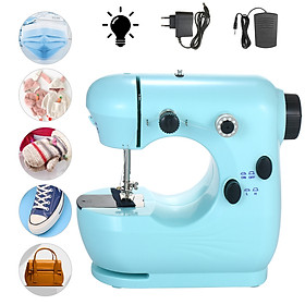 Mini Sewing Machine Multifunction Electric Micro-Sewing Machin eAdjustable 2-Speed Double Thread with Lights and Cutter
