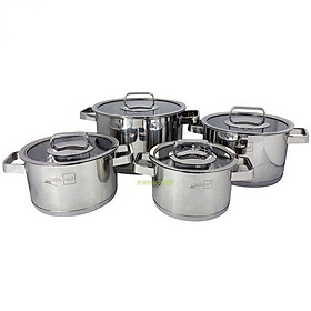 Bộ 4 nồi inox 304 cao cấp 3 đáy nắp kính FiveStar FS08NKB