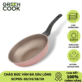 Chảo đúc vân đá chống dính đáy từ sâu lòng 26cm Green Cook GCP05-26IH - Hàng chính hãng