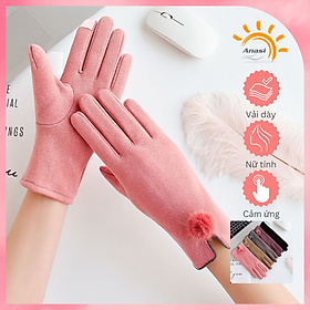 Găng tay mùa đông chống nắng nữ Anasi CB68 - Vải nỉ dày dặn