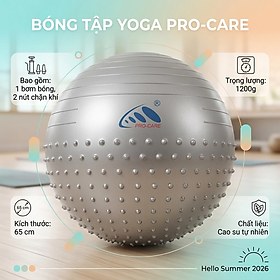 Bóng Tập Fitness, Yoga Chính Hãng PRO-CARE Đường Kính Bóng 65cm - Bóng Tập Cao Su Chống Nổ