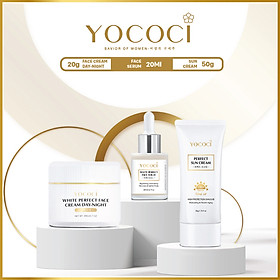 Bộ 3 Sản Phẩm YOCOCI Gồm 1 Kem Chống Nắng 50g, 1 Kem Face 20g & 1 Serum 20ml