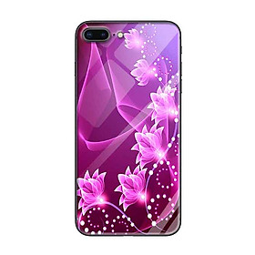 Ốp lưng kính cường lực cho iPhone 7 Plus /8 Plus Nền Họa Tiết 3D Hồng - Hàng Chính Hãng