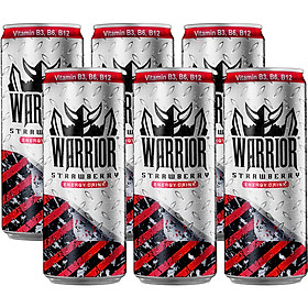 Phiên bản đặc biệt - Lốc 6 Lon Nước Tăng Lực Có Gas Warrior Vị Dâu (325ml x 6 lon)