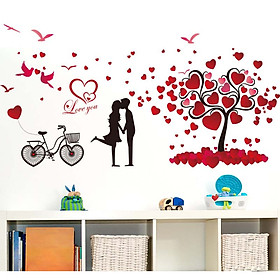 Decal dán tường Trái tim tình nhân dán phòng ngủ lãng mạn AmyShop DKN014 (72 x 147 cm)