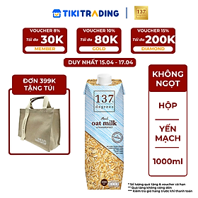 Sữa hạt Yến mạch Không đường 137 DEGREES 1000ml - ĐƠN 399K TẶNG TÚI