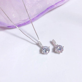 Dây chuyền bạc liền mặt đính đá  YN JEWELRY