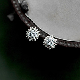 Bông tai nụ bạc s925 cao cấp, bông nụ trắng đính đá sang chảnh - b2645 - bảo ngọc jewelry