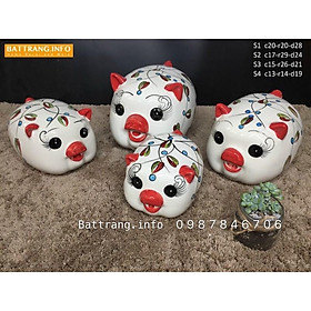 heo tai nhọn vẽ hoa dây - gốm sứ Bát Tràng