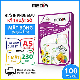 Mua Giấy In Màu Kỹ Thuật Số MEDIA 1 Mặt Bóng (Glossy) Khổ A5 Định Lượng 230gsm 100 Tờ  Giấy In Ảnh Giấy In Phun Màu Tài Liệu - Hàng Chính Hãng