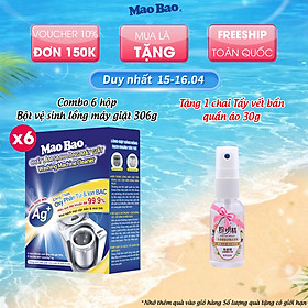 Combo 6 Hộp Bột Tẩy Vệ Sinh Lồng Máy Giặt Mao Bao 306g