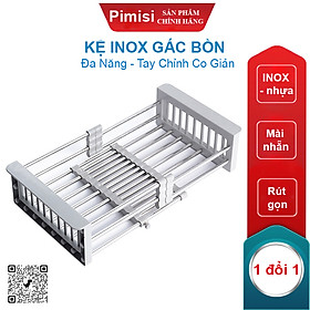 Mua Kệ Inox Gác Bồn Rửa Chén Pimisi PRR-11 Với Tay Cầm Bằng Nhựa Và Khay Inox 304 Thiết Kế Hình Chữ Nhật  Góc Vuông Được Bo Tròn Và Rổ Kéo Điều Chỉnh Độ Dài Co Giản Để Úp Bát Đĩa - Rau Củ Quả Phù Hợp Với Nhiều Chậu Rửa Bát Trong Nhà Bếp | Hàng Chính Hãng