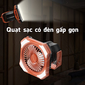 Quạt sạc có đèn gấp gọn cúp điện, mất điện chiếu sáng nhà cửa, văn phòng Legaxi
