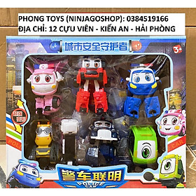 Set 6 máy bay siêu đẳng kết hợp ô tô police car biến hình (ảnh thật sản phẩm shop tự chụp)