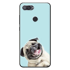 Ốp lưng in cho Xiaomi Mi 8 Lite mẫu Pulldog Smile Nền Xanh - Hàng chính hãng
