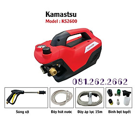 Mua Máy rửa xe có CHỈNH ÁP   KAMASTSU KS2600 2600w màu đỏ / đen | chống giật | chống cháy