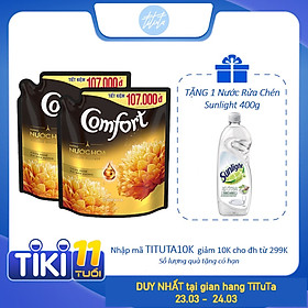 Combo 2 Nước Xả Vải Comfort Hương Nước Hoa Thiên Nhiên Sophia (Vàng Đen) 2.4L
