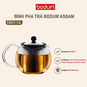 Bình pha trà kiểu Pháp Bodum Assam tay cầm thủy tinh 500ml/1L 1807-16/1801-16, xuất xứ Bồ Đào Nha