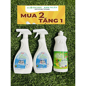 ƯU ĐÃI - COMBO MUA 2 TẨY ĐA NĂNG TẶNG CHAI RỬA CHÉN 400ML - Xịt Tẩy Đa Năng Công Nghệ Sinh Học ECOHOME 500ML Tẩy Cặn Canxi, Tẩy Kính, Vòi Sen, Bồn Sứ, Chậu Tắm, Gạch Men, Gương Soi