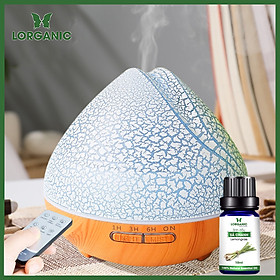 Combo máy khuếch tán/ máy xông tinh dầu Lorganic quả đào FX2059 + tinh dầu sả chanh Lorganic (10ml) LGN0367/ Thích hợp xông phòng diện tích 15-40m2.