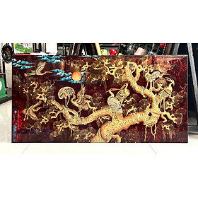 Mua Tranh sơn mài - TÙNG HẠC DIÊN NIÊN - Đắp nổi size 60x120 cm - Ý Nghĩa Phong Thủy