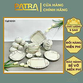 Mua Bộ bát đĩa  bộ bát ăn men kem sứ Bát Tràng cao cấp  sang trọng vẽ củ quả