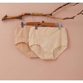 Set 2 chiếc quần lót nữ dáng tam giác cạp cao sợi bông hữu cơ màu nâu và be - Organic and Natural Life by Mimi
