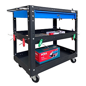 Mua Xe đẩy 3 ngăn màu đen 1 hộc kéo xanh chuyên nghiệp