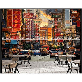 Tranh dán quán cafe, trà sữa Hong Kong-Huyền Chi- Đặt theo kích thước yêu cầu