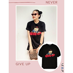 Áo thun nam nữ unisex Give Up Black oversize