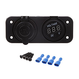 Marine 12V Cigarette Lighter USB Socket Outlet + DC Voltmeter