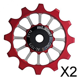 2x12T Bike Bearing Jockey Wheel Rear Derailleur Pulley Ceramic Bearing Red
