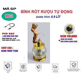 Bình rót rươu điện tử chú tiểu thủy tinh cao cấp 0.9 lít