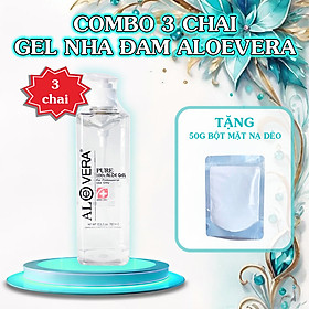 Combo 3 Chai Gel Lô Hội Aloe Vera Hàn Quốc 500ml - Dưỡng Ẩm, Làm dịu da + Tặng 50g Mặt Nạ Dẻo