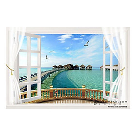 Mua {Chọn mẫu} Decal Tranh dán tường 3D cửa sổ phong cảnh thiên nhiên (cao cấp)