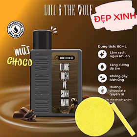 Dung dịch vệ sinh nam LOLI & THE WOLF Chocolate thiết kế mới cực sang trọng 80ml, Tặng Kèm Mút Rửa Mặt