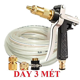 Mua Bộ dây vòi xịt nước rửa xe  tưới cây . tăng áp 3 lần  loại 3m  5m 206236 đầu đồng cút đồng+ tặng đai