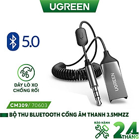Mua Bộ thu Bluetooth 5.0 UGREEN CM309 70603 - Bluetooth 5.0  dây lò xo tiện lợi  chống rối - Vỏ hợp kim - Hàng nhập khẩu chính hãng