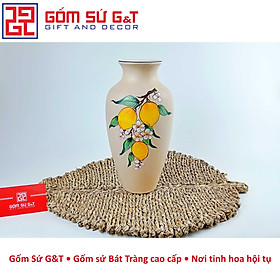 Lọ hoa dáng đùi dế vẽ cam Gốm Sứ G&T