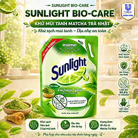 Nước Rửa Chén Sunlight Bio-Care Matcha Trà Nhật, Khử Mùi Tanh Sạch Dầu Mỡ, Túi/Can 3.3kg/3.6kg