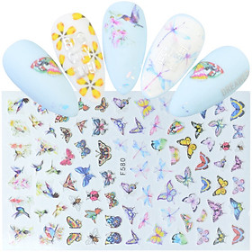 Combo 10 miếng Decal dán móng tay bươm bướm 0985