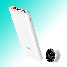 Mua Pin Sạc Dự Phòng HOCO 2 Cổng Sạc  Chống Cháy Nổi  Có Đèn LED Hiển Thị Dung Lượng Pin - 12.000mAh - B35C – Màu Trắng - Tặng 1 Gía Đỡ Điện Thoại Mẫu Ngẫu Nhiên - Hàng Chính Hãng