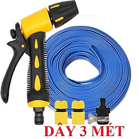 Vòi Xịt️Evoucher Bộ dây vòi xịt nước rửa xe, tưới cây , tăng áp 3 lần, loại 3m, 5m 206319 cút sập,nối đen+ đai