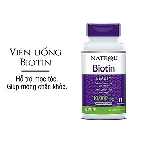 Hình ảnh Viên uống mọc tóc Natrol Biotin Beauty 10000mcg Maximum Strength - Hộp 100 viên - Cải thiện hiệu quả tình trạng rụng tóc, gãy tóc, xơ rối tóc