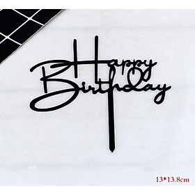 Phụ kiện chữ Happy Birthday bằng acrylic tráng gương cắm trang trí bánh kem